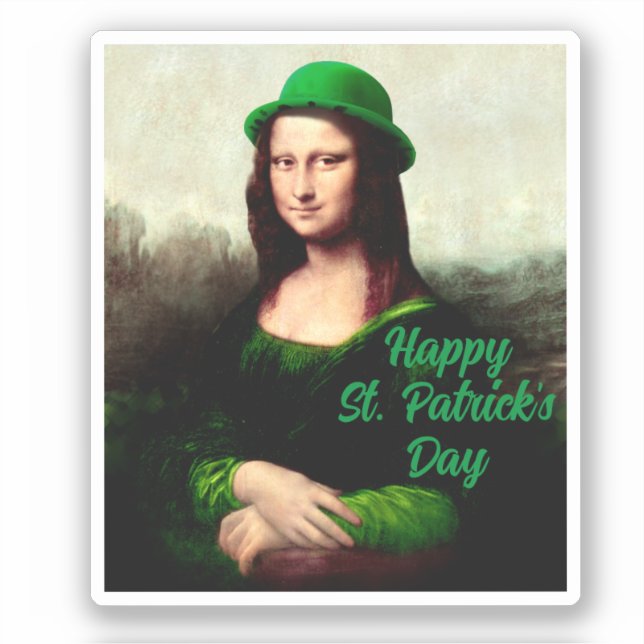Adesivo Mona Lisa St. Patrick's Day Clover (Frente)