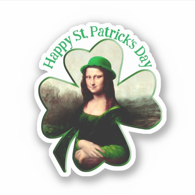 Adesivo Mona Lisa St. Patrick's Day Clover (Frente)