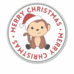 Adesivo Monkey Christmas Snow Winter Animals Monkeys Stick<br><div class="desc">The monkey for Christmas with fairy lights. Funny animals with gifts and snow for the holidays. Also funny for christmas in July. Monkeys are cute animals and perfect for Christmas.</div>