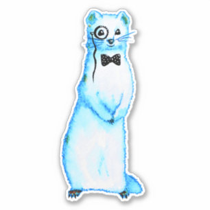Adesivo Monocle engraçado Bowtie da aguarela do hipster d