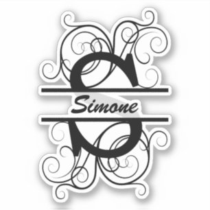 Adesivo Monogram letter with swirls ; space for your name