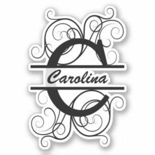 Adesivo Monogram letter with swirls ; space for your name