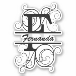 Adesivo Monogram letter with swirls ; space for your name