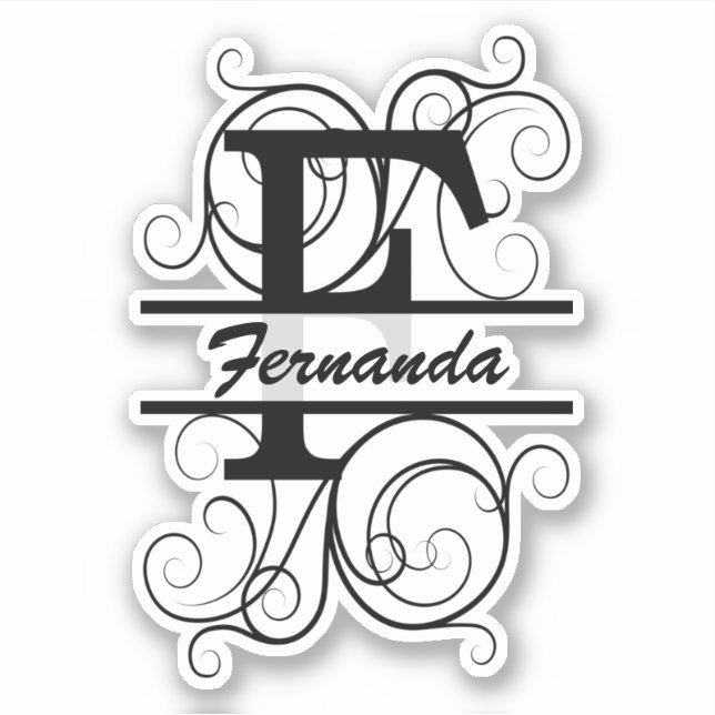 Adesivo Monogram letter with swirls ; space for your name (Frente)