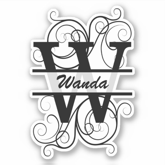 Adesivo Monogram letter with swirls ; space for your name (Frente)