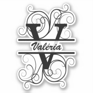 Adesivo Monogram letter with swirls ; space for your name