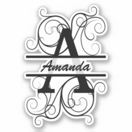 Adesivo Monogram letter with swirls ; space for your name
