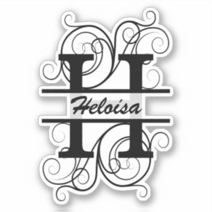 Adesivo Monogram letter with swirls ; space for your name