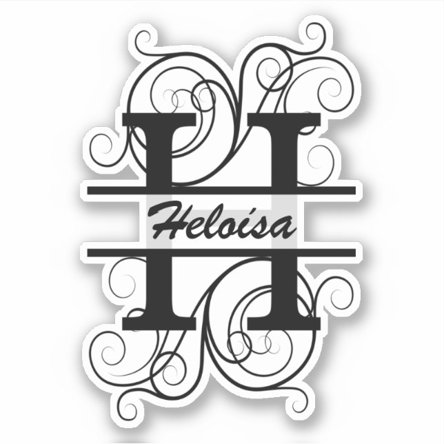 Adesivo Monogram letter with swirls ; space for your name (Frente)