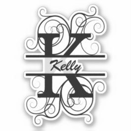 Adesivo Monogram letter with swirls ; space for your name