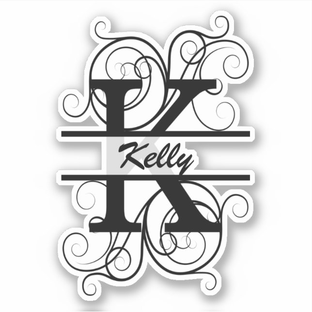 Adesivo Monogram letter with swirls ; space for your name (Frente)