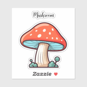 Adesivo Monograma bonito, Kawaii Red Mushroom