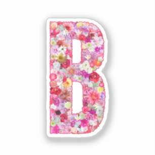 Adesivo Monograma Botânico Rosa Floral Letra Inicial B