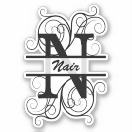 Adesivo Monograma com espirais; espaço para o seu nome