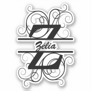 Adesivo Monograma com espirais; espaço para o seu nome