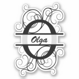 Adesivo Monograma com espirais; espaço para o seu nome