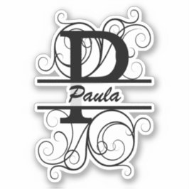 Adesivo Monograma com espirais; espaço para o seu nome
