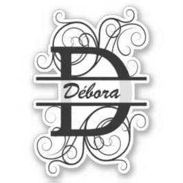 Adesivo Monograma com espirais; espaço para o seu nome