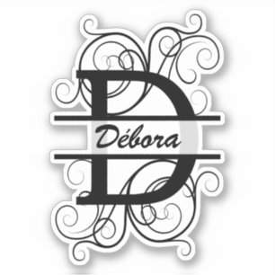 Adesivo Monograma com espirais; espaço para o seu nome