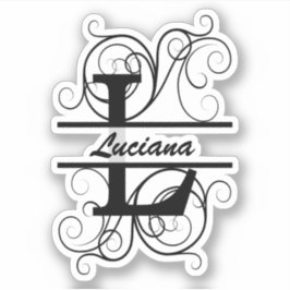 Adesivo Monograma com espirais; espaço para o seu nome