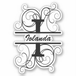 Adesivo Monograma com espirais; espaço para o seu nome