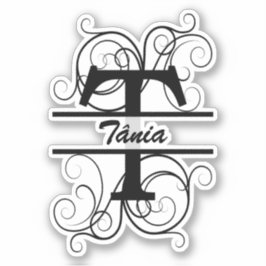 Adesivo Monograma com espirais; espaço para o seu nome