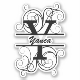 Adesivo Monograma com espirais; espaço para o seu nome