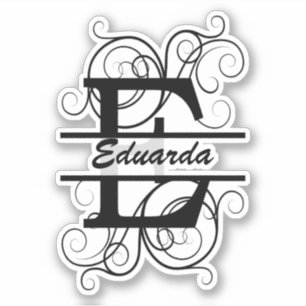 Adesivo Monograma com espirais; espaço para o seu nome