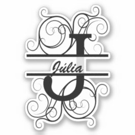 Adesivo Monograma com espirais; espaço para o seu nome