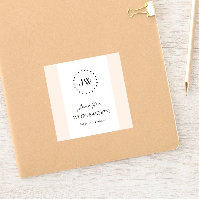 Adesivo Monograma Coral Pastel Mínimo Profissional (Notebook)