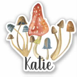 Adesivo Monograma Cute Artsy Trendy Mushroom - Adicionar N