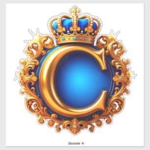 Adesivo Monograma da Letra C Azul Real