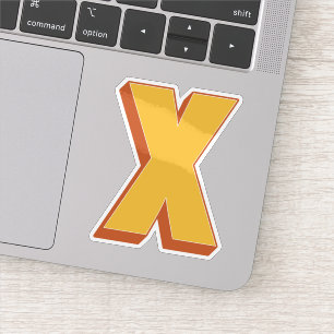 Adesivo Monograma da Letra X, Fonte de Tipo 3D Negrito Ini