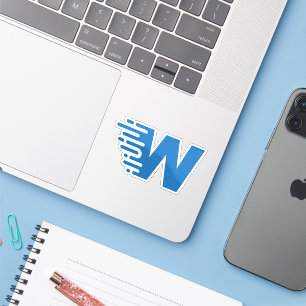 Adesivo Monograma de Letra W Minimalista e Moderno Azul