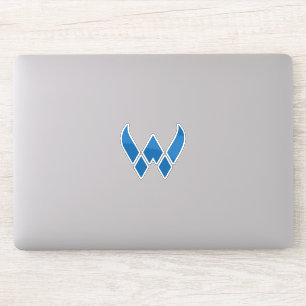 Adesivo Monograma de Letra W Moderna e Minimalista Azul