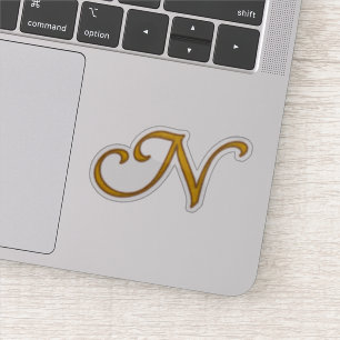Adesivo Monograma de luxo Dourado N