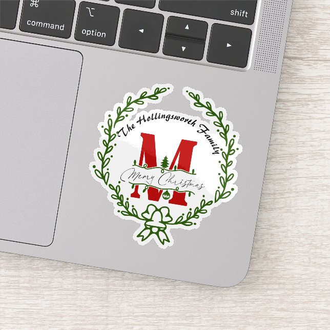 Adesivo Monograma de Natal Merry Wreath Vinyl Sticker (Detalhe)