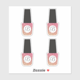 Adesivo Monograma de Salão de Nail em Bronze Glitter Nail