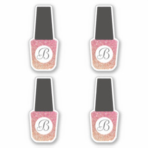 Adesivo Monograma de Salão de Nail em Bronze Glitter Nail