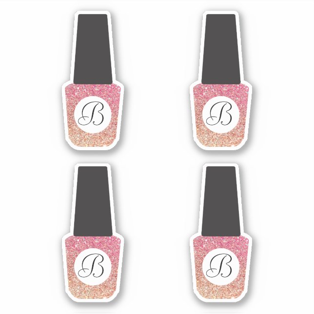 Adesivo Monograma de Salão de Nail em Bronze Glitter Nail  (Frente)