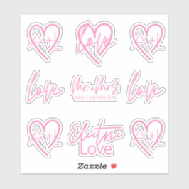 Adesivo Monograma de Sinalização Retro-Rosa Neon-Rosa com 