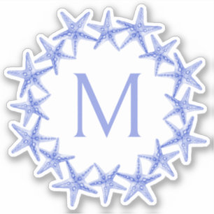 Adesivo Monograma de Verdinho Azul-Costeiro e Marinho Bran