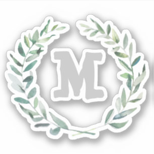 Adesivo Monograma de wreath Floral personalizado