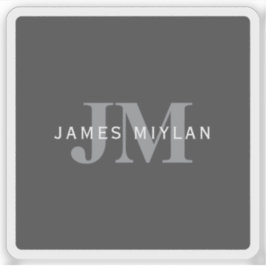 Adesivo Monograma e Nome da Cinza Escura Moderna Na moda