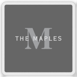 Adesivo Monograma e Nome da Cinza Escura Moderna Na moda