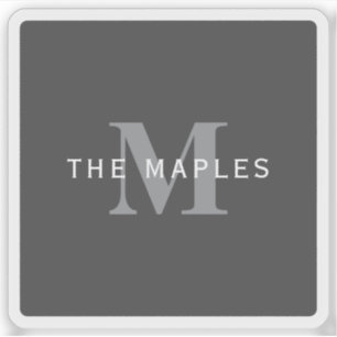 Adesivo Monograma e Nome da Cinza Escura Moderna Na moda