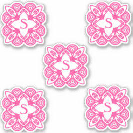 Adesivo Monograma elegante branco rosa 4Sarah