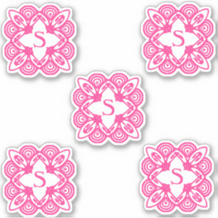 Adesivo Monograma elegante branco rosa 4Sarah