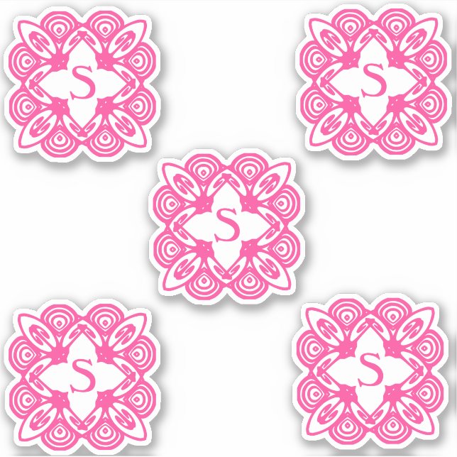 Adesivo Monograma elegante branco rosa 4Sarah (Frente)