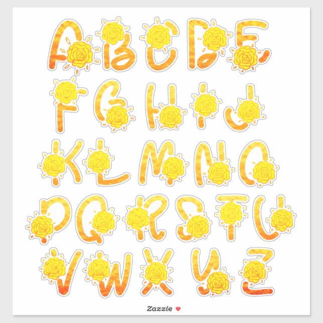 Adesivo Monograma Floral Laranja Amarelo A Letras Z (Folha)